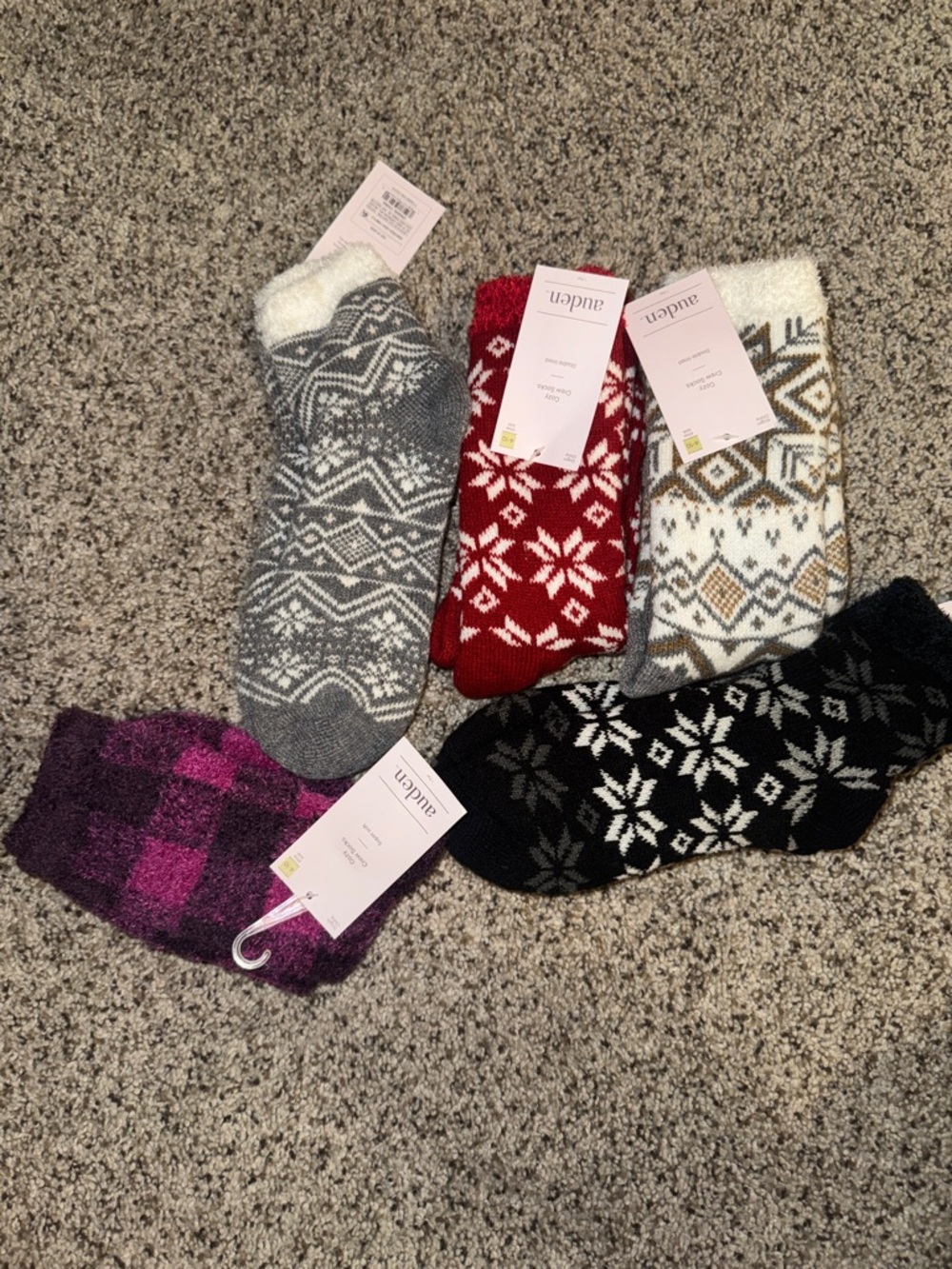 Auden Plush Lined Snowflake Socks - Red